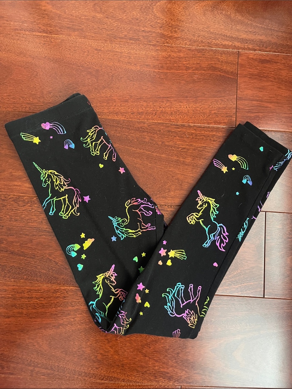 wonder nation Black Leggings with Rainbow Unicorn Print
